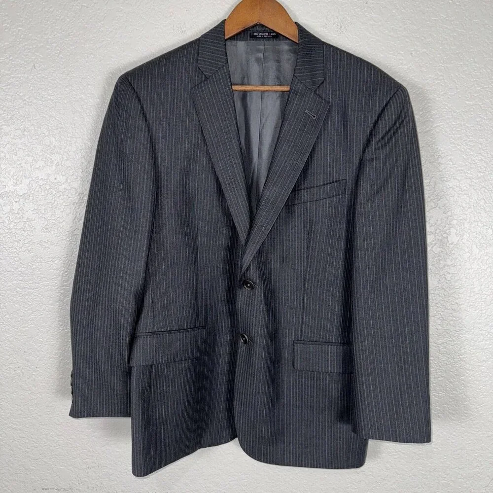 John Varvatos Blazer Mens 40 Sht wool Star USA Blue Striped Sports Coat Business